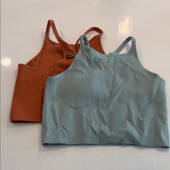 LSKD: Women's Ribbed Tank Top - Rust - Picture 4 of 4